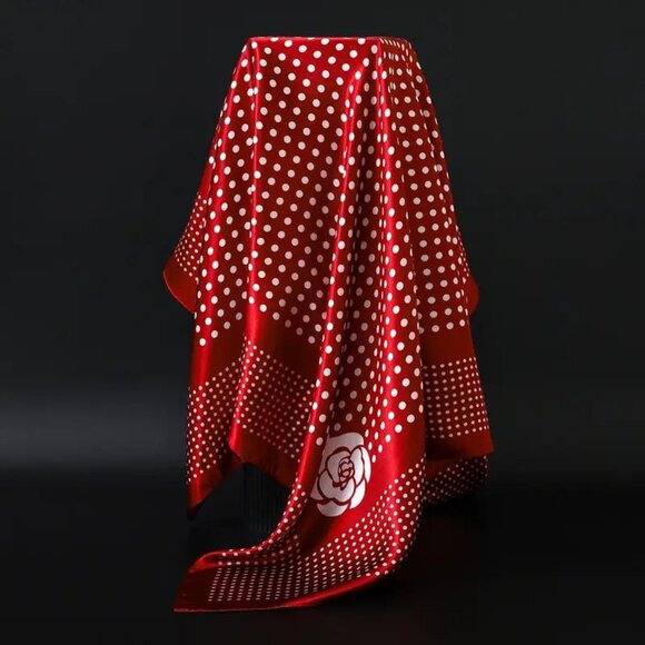WINE POLKA DOT SCARF - Picture 1 of 3